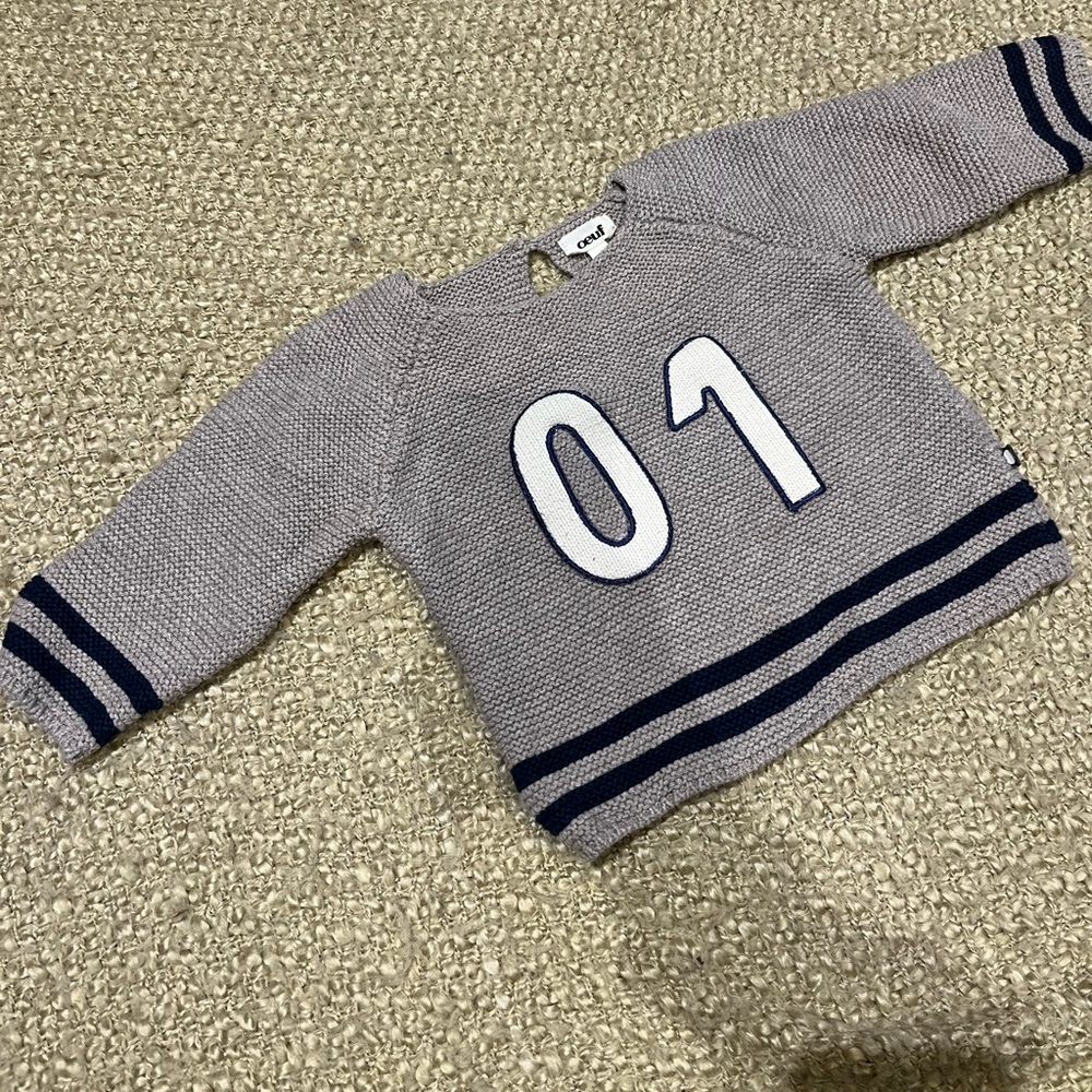 Oeuf Gray and Navy Kids Sweater